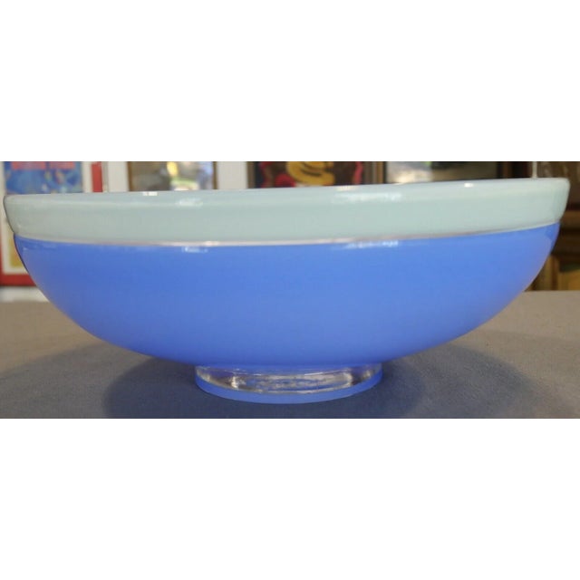 Contemporary 2002 Ipso Facto Art Glass Contemporary Style Two-Tone Blue Centerpiece Bowl For Sale - Image 3 of 6