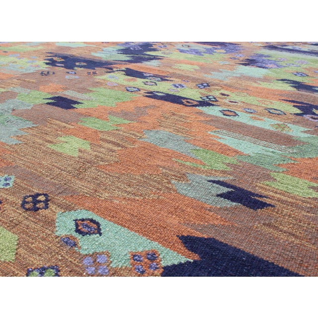 Mid-Century Modern Scandinavian Flat-Weave Style With Multicolored Geometric by Keivan Woven Arts For Sale - Image 3 of 7