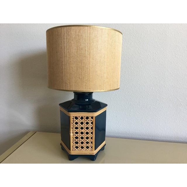 MidCentury Ceramic & Cane Lamp Chairish