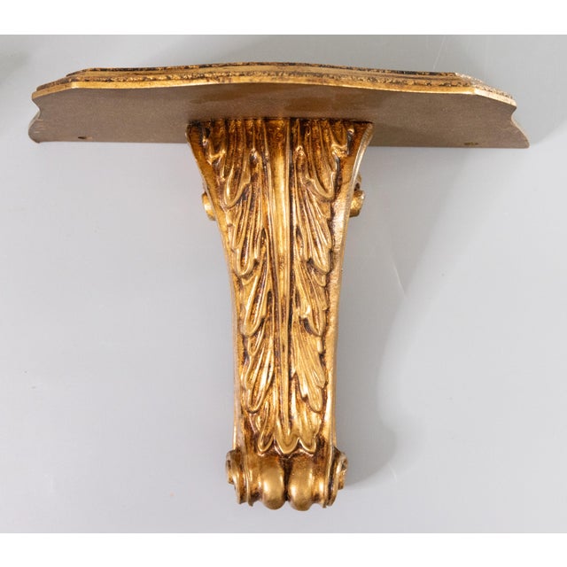 Mid 20th Century Mid Century Italian Carved Giltwood Wall Brackets Shelves - a Pair For Sale - Image 5 of 8