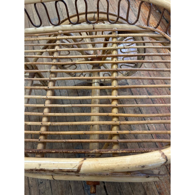 Wood Midcentury Modern Rattan Bamboo & Wicker Bar Cart For Sale - Image 7 of 17