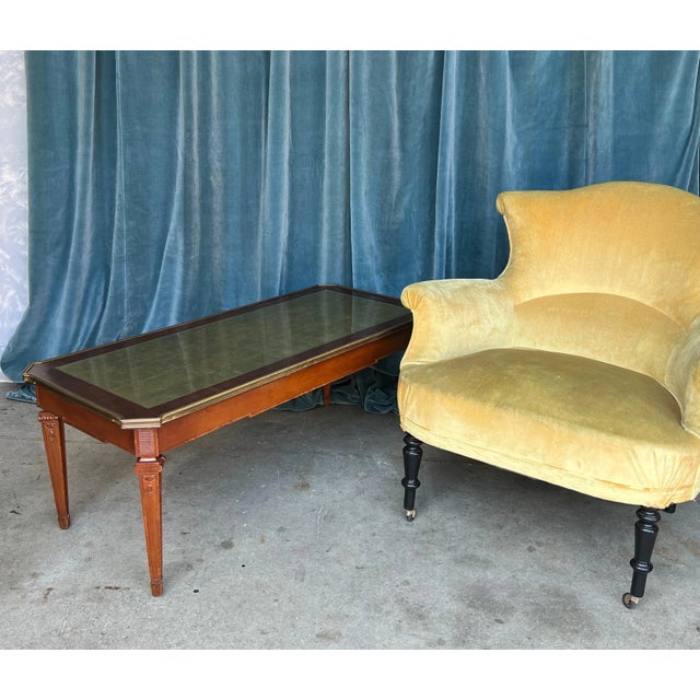 Neoclassical Italian Neoclassical Coffee Table, 1940s, Carved Mahogany With Gilt Panel Top For Sale - Image 3 of 13
