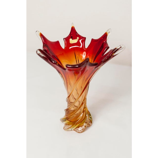 Orange and Red Murano Glass Vase from Fratelli Toso, 1960s For Sale - Image 14 of 15