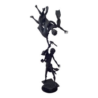 Mid Century Tall Brutalist Welded Steel Sculpture Unsigned For Sale