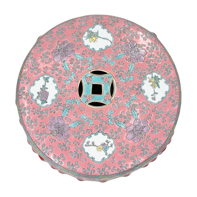 Late 20th Century Pair of Famille Rose Porcelain Garden Stools With Floral and Figural Motifs For Sale - Image 11 of 11