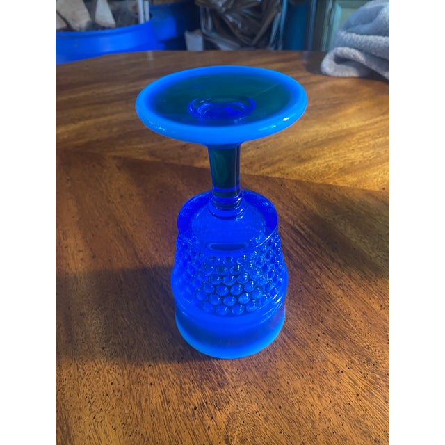 1 American Hobnail Blue Opalescent Westmoreland Goblet, vintage, pressed glass, I’ve done extensive research into this and...