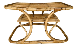 Mid-Century Bamboo and Rattan Coffee Table with Magazine Rack by Tito Agnoli, 1960s