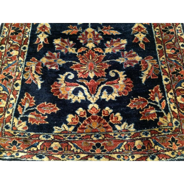 Antique Persian Lilian Runner Rug, Hand-Knotted Wool, Floral Design, Navy & Red, 3x7 For Sale - Image 12 of 15