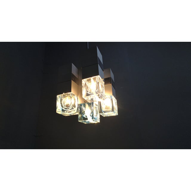 Blue Vintage Cubic Chandelier by Gaetano Sciolari, 1970s For Sale - Image 8 of 15