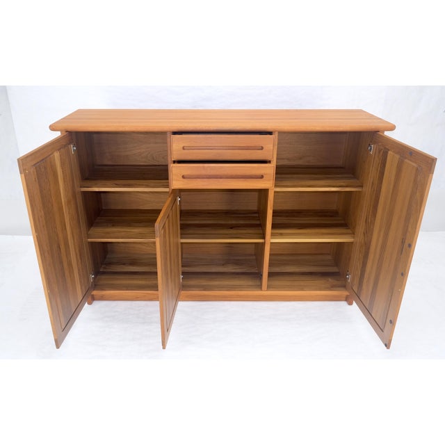 Solid Teak Danish Mid Century Modern 45" Tall 3 Door Compartment Credenza MINT For Sale - Image 10 of 15
