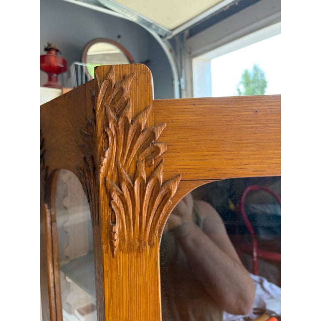 Antique Circa 1900 Golden Oak and Glass Corner China Cabinet For Sale In Nashville - Image 6 of 11