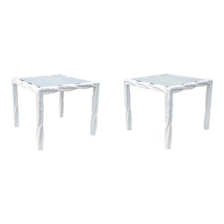 Vintage Plaster Faux Bois Side Tables - a Pair For Sale