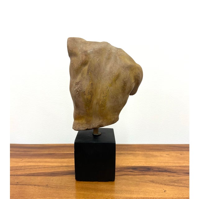 Figurative Vintage Hand-Carved Stone Male Torso Sculpture Signed Alva, 1991 For Sale - Image 3 of 8