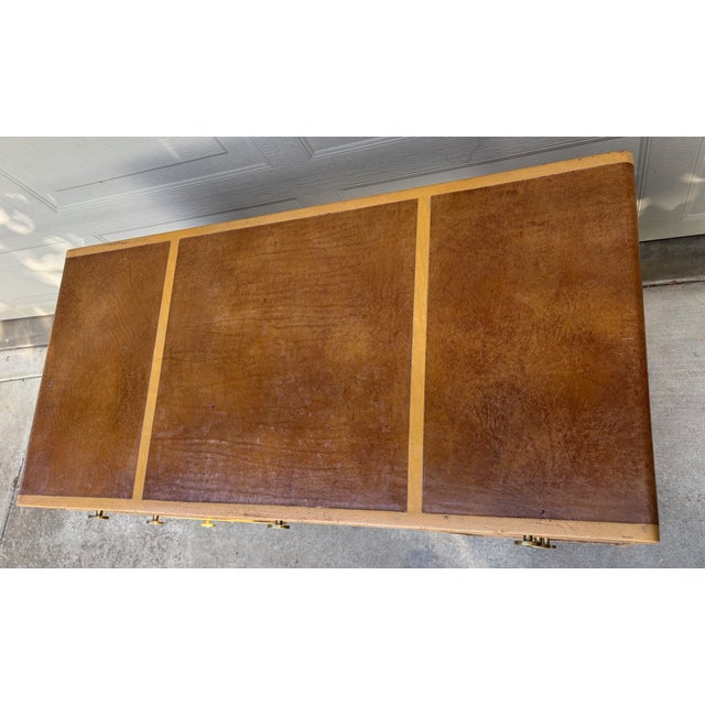 Rare Edward Wormley Dunbar Leather Top Waterfall Desk Mid Century Modern For Sale - Image 11 of 16