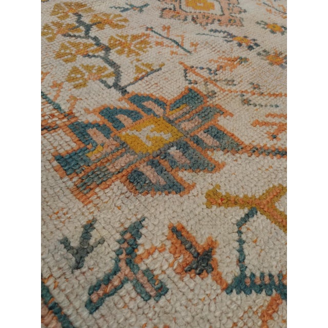 Antique Oushak Carpet, Oriental Rug, Handmade Ivory, Muted Orange, Soft Saffron For Sale - Image 9 of 18