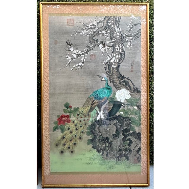 Chelsea House Pair of Monumental Hand-Painted Silk Paintings Chinoiserie For Sale In San Diego - Image 6 of 18