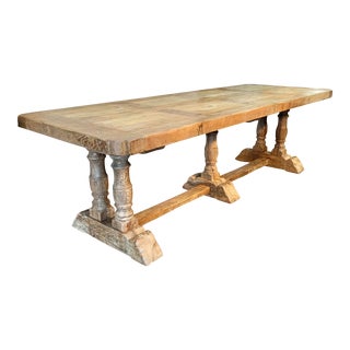 19th Century French Oak Monastery Trestle Table For Sale