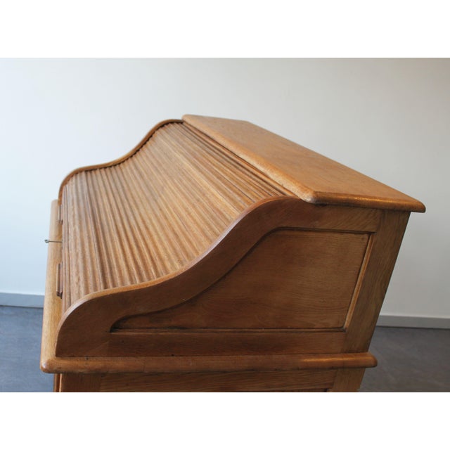 Wood American Desk in Light Oak, Late 19th Century For Sale - Image 7 of 15