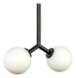 Y Pendant Mini, Black, 29in H, 3 Inch Glass Globes, by Research.Lighting, Modern, Minimal Hanging Light