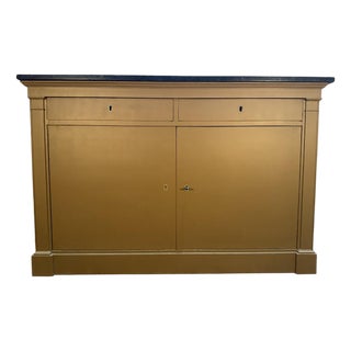 Louis Philippe Style Sideboard in Painted Wood and Black Marble For Sale