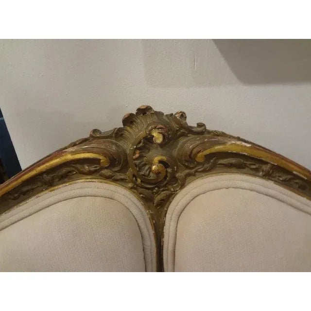 Late 19th Century Italian Louis XV Style Giltwood Loveseat For Sale - Image 9 of 11