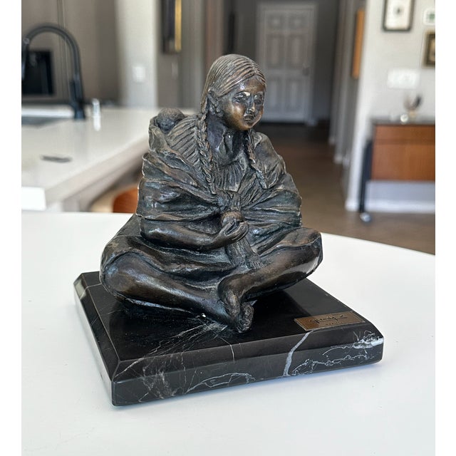 Glenda Hecksher's "Marta" Bronze Figure Indigenous Woman & Baby Statue For Sale - Image 17 of 17