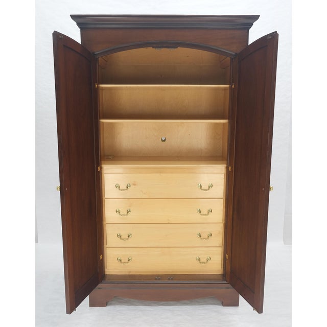 Neoclassical Biedermeier Empire fusion Brown Mahogany Armoire Fitted 4 Drawers Storage Shelve For Sale - Image 3 of 15