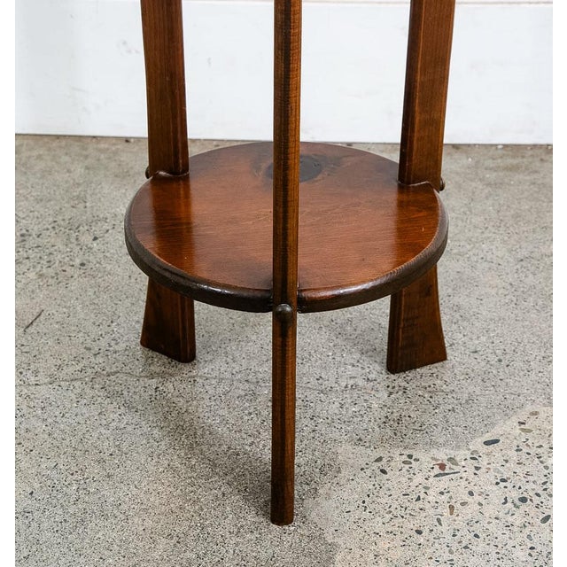 Wood Antique Pedestal Plant Stand Torchere Solid Wood Side Table Smoking Round 3 Leg For Sale - Image 7 of 10