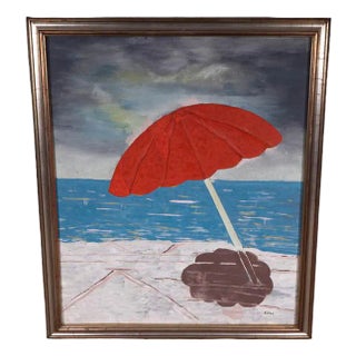 Beach Scene, 1950s, Oil on Canvas, Framed For Sale
