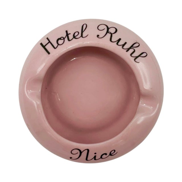 Vintage Hotel Ruhl Nice France Pink Ashtray Catchall Dish For Sale - Image 10 of 10