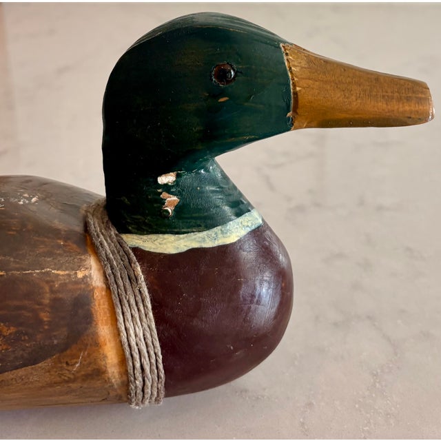 Early 20th Century Folk Art Hand Carved Wooden Mallard Duck Decoy For Sale In Palm Springs - Image 6 of 12