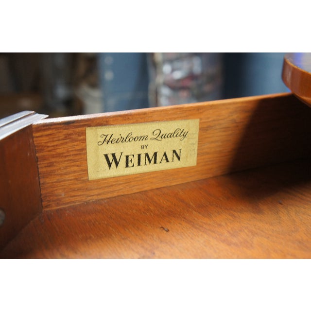 Mid 20th Century Mid Century Weiman English Regency Style Mahogany Burl Pedestal Drum Side Table For Sale - Image 6 of 12