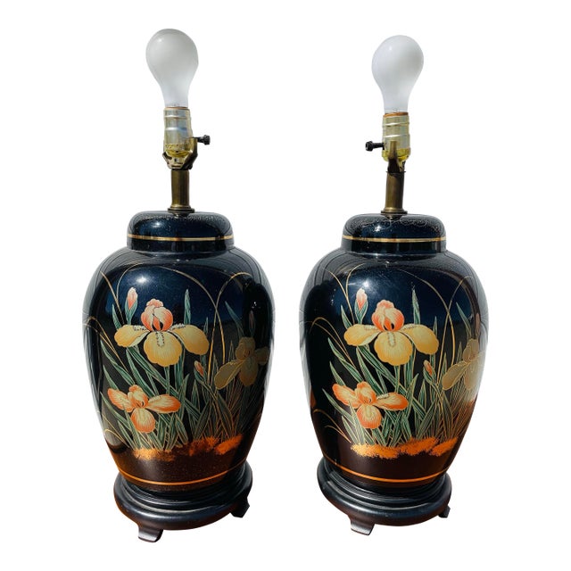 Pair of Mid 20th Century Vintage Asian Ginger Jar Lamps For Sale