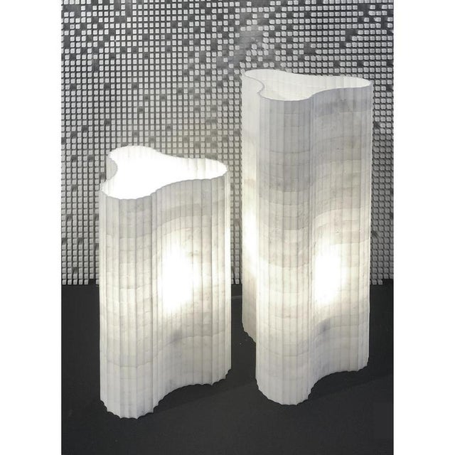 Stripes A4 Decorative Table Lamp in Afyon White Marble by Bufalini Marmi For Sale - Image 12 of 15