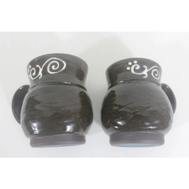 Vintage Signed Studio Pottery Coffee Mugs- A Pair For Sale - Image 10 of 10
