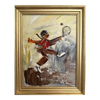 1982 Morris Katz (1931–2010) Original Oil Painting Clown Impasto Palette Knife For Sale
