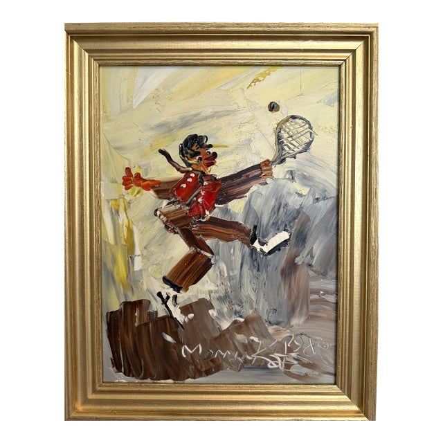 1982 Morris Katz (1931–2010) Original Oil Painting Clown Impasto Palette Knife For Sale