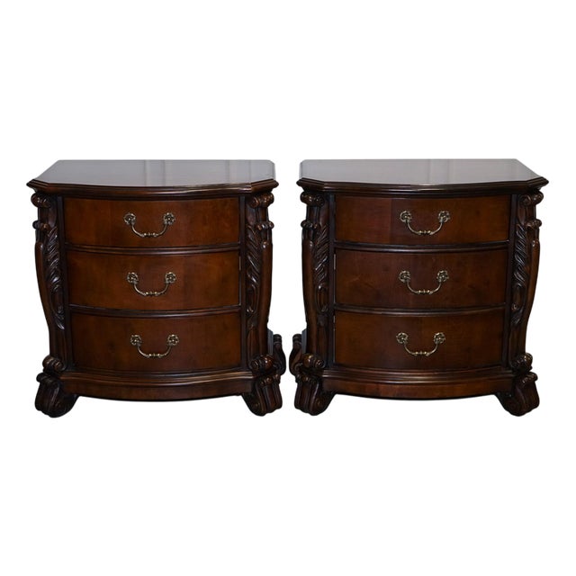 Large American Chippendale Style Nightstands, Set of 2 For Sale