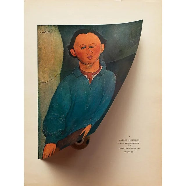 Amedeo Clemente Modigliani 1940s "Oscar Mietschaninoff" First Edition Swiss Offset Lithograph After Amedeo Modigliani For Sale - Image 4 of 8