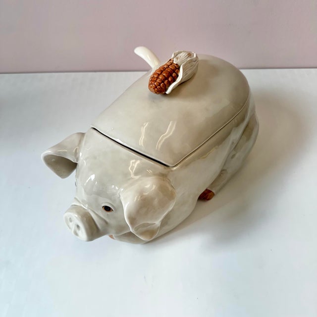 Fitz and Floyd Vintage 1976 Pig and Corn Tureen With Ladle by Fitz & Floyd For Sale - Image 4 of 10