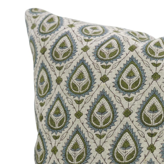 Handcrafted Block Print Throw Pillow Cover 14x20 Inch Home Décor Thick Linen- Panpatti For Sale - Image 4 of 4