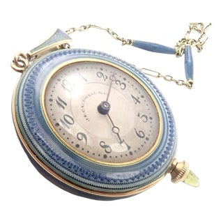 Vintage Je Caldwell Longines Yellow Gold Diamond Enamel Pendant Watch For Sale
