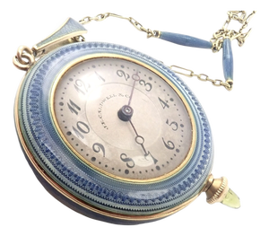 Vintage Je Caldwell Longines Yellow Gold Diamond Enamel Pendant Watch