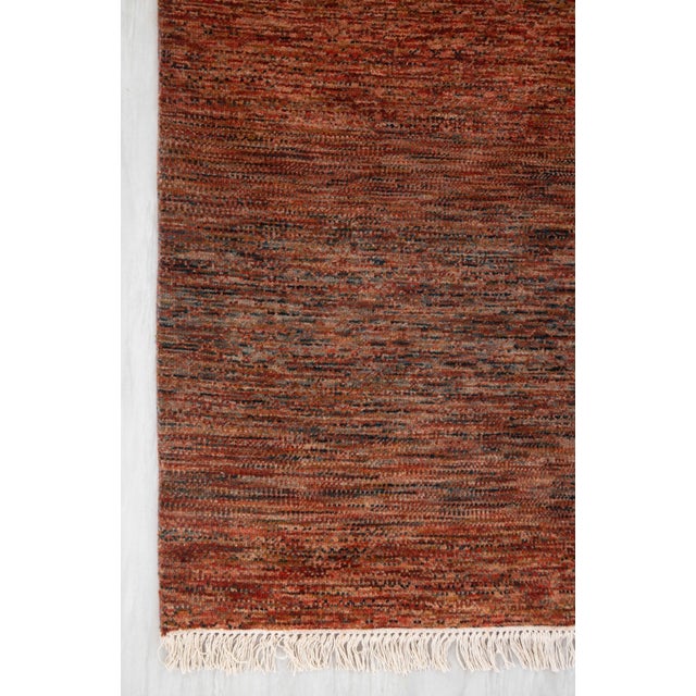 2.6' x 10' Savannah Hand Knotted Modern Red Rust Wool & Silk Rug For Sale - Image 11 of 18