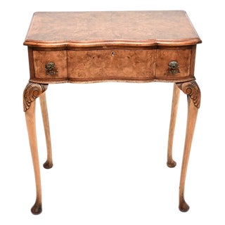 Antique Burr Walnut Side Table, 1930s For Sale