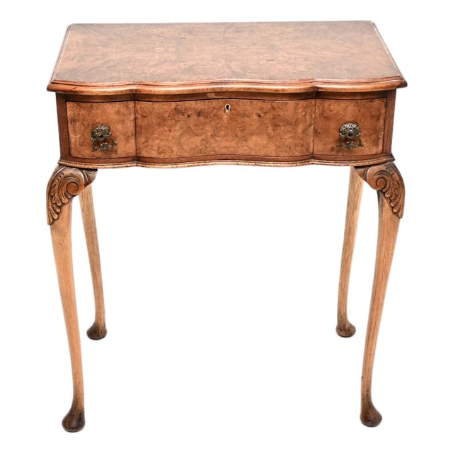 Antique Burr Walnut Side Table, 1930s For Sale