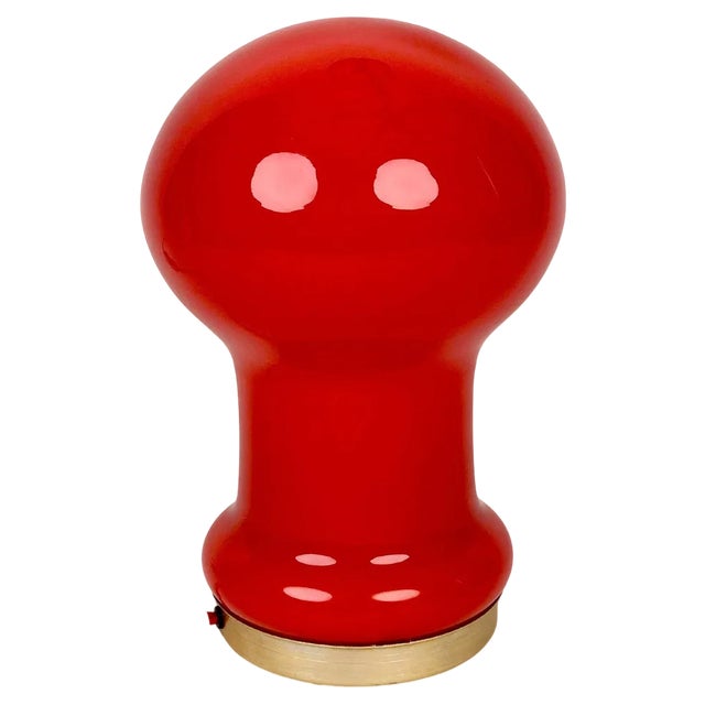 Mid-Century Table Lamp in Red Opaline Glass attributed to Stepan Tabery, 1975 For Sale