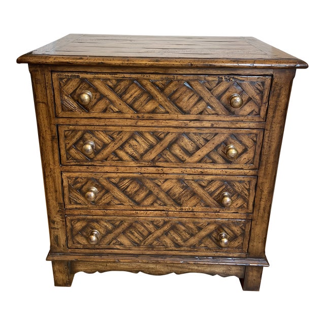 Scarborough House by Maitland-Smith Attributed Bedside Table With Basketweave Pattern For Sale