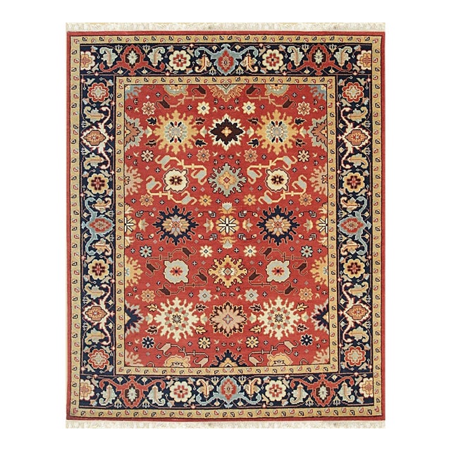 2'6"x12 Kira Zinnia Rust Floral Traditional Hand Knotted Wool Carpet Rug For Sale
