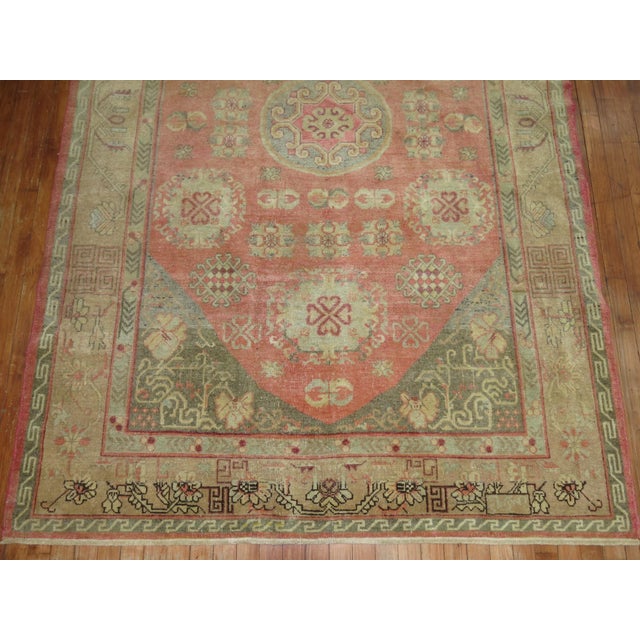 Pink Pink Yin Yang Antique Khotan Rug - 5'4" x 8'3" For Sale - Image 8 of 9